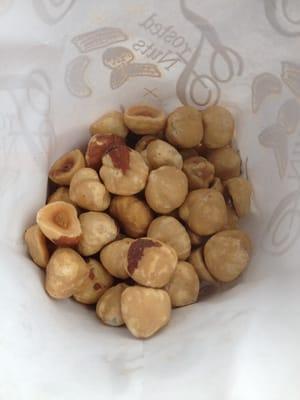 Warm roasted hazelnuts, no doubt picked this week from the trees on the property. Super delicious!