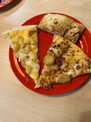 Mac & Cheese Pizza, Tots N' Bacon Pizza, Garlic Cheesy Bread