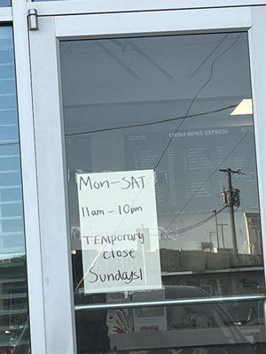 Re-opening hours