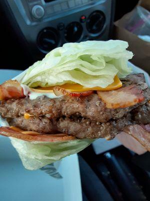 Monster Angus Thickburger in a lettuce wrap!