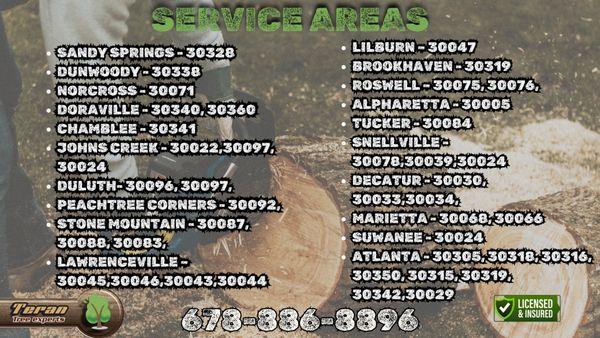 TERAN TREE EXPERTS Service areas!