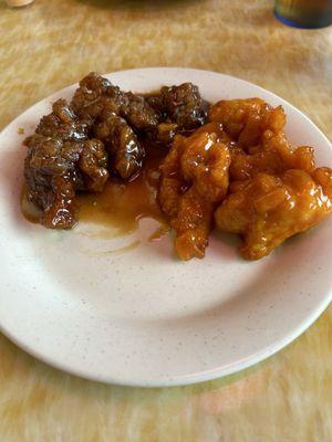 Sesame chicken and honey chicken