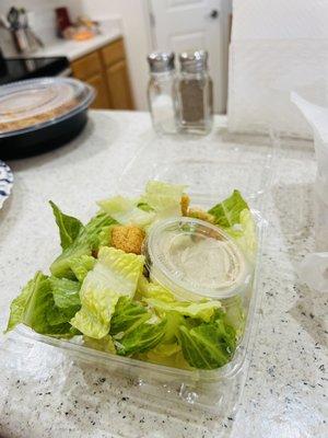 Small Caesar salad, not enough dressing