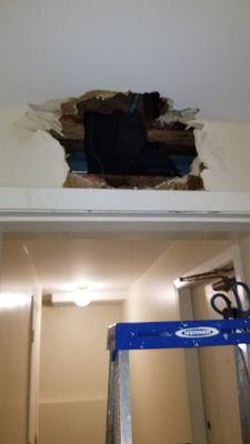 Laundry room hallway. Ceiling