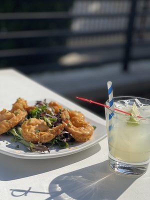 Sweet chili shrimp and top shelf margarita