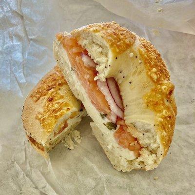 Nova Lox on Asiago Bagel