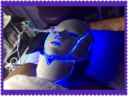 Melody Trice receiving her LED Light Therapy for Acne breakouts.