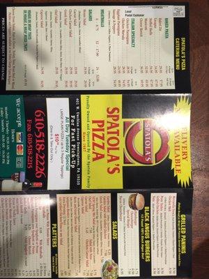 menu from Spatola's...  BYOB