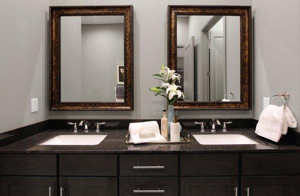 Indulgent bathroom with double vanity