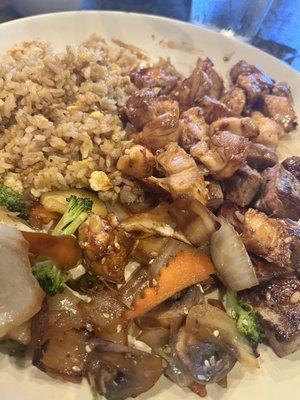 Chicken teriyaki and steak