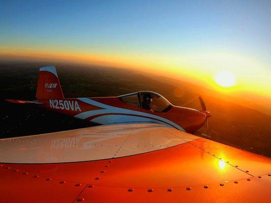 Sunset flight in a Light Sport RV12