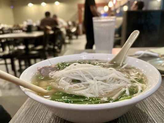 Meatball pho with fatty brisket