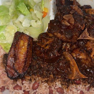 Ox Lrg Oxtail. Rice & Peas. Cabbage.