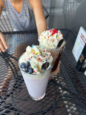 boston crème pie and blueberry lemon milkshake