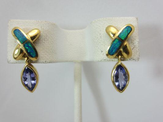 Tanzanite and opal earrings