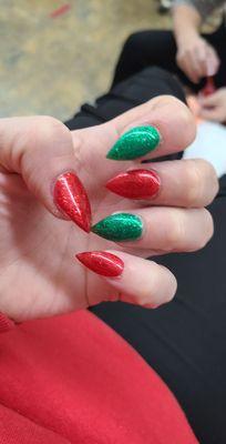 Christmas nails!  She knew which red I was looking for!!