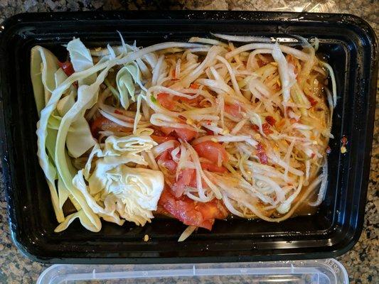 Freshly Made Papaya Salad! (HOT)