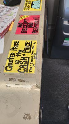 BUYER BE WHERE THE PRICE QUOTED IS FOR CASH ONLY. They have a handwritten sign and the "chick" behind the counter doesn't mention it.