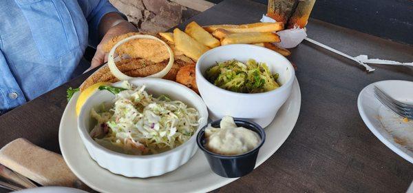 Catfish, Shaved Brussel Sprouts.