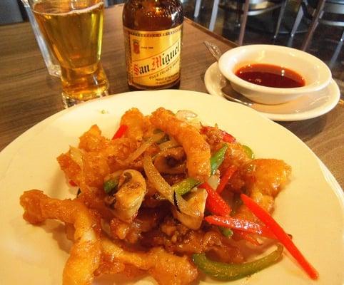 Calamari, and San Miguel beer