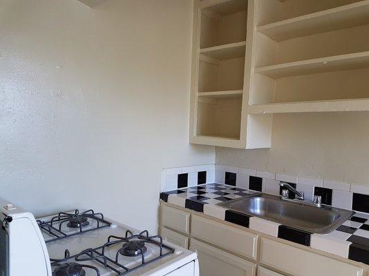 Checkered tile countertop!