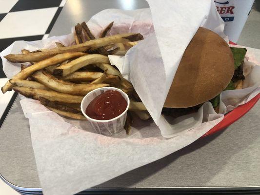 Double burger with fries