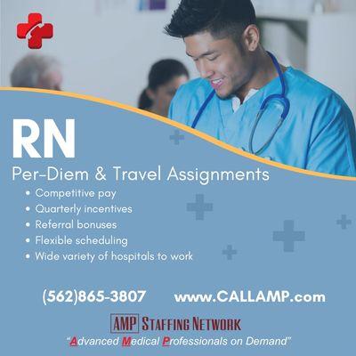 RN's wanted for travel and per-diem job opportunities