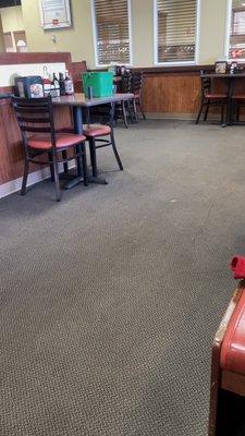 Cleaning buckets on table