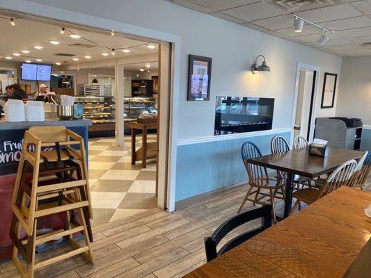 View from dining/cafe area to pastry goods