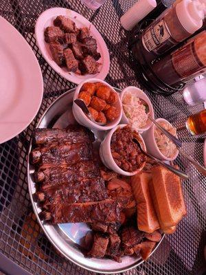 1/2 Sampler with side of Beef Brisket (Burnt Ends)