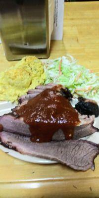 Brisket special with potato salad and coleslaw.