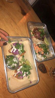 Fish tacos , pork, and beef tacos