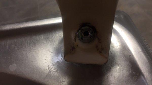 Mold and grime on drinking fountain. Bathrooms were equally disgusting.