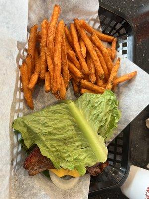 Lettuce wrapped burger.