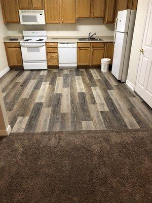 Victory lvp with destiny carpet( cabinets are being painted white)