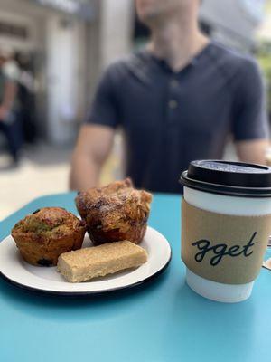 Ate the breakfast sandwiches way too fast but: 1) Bun Bun, 2) Brown Butter Shortbread, & 3) Vegan Strawberry Muffin