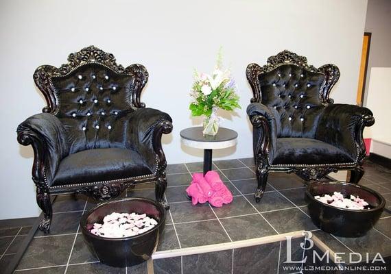 Feel like the queen or king you are  in our at our pedicure station!