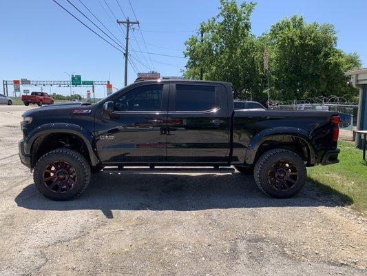 Zone lift BFF tires bushwacker flares fuel rims