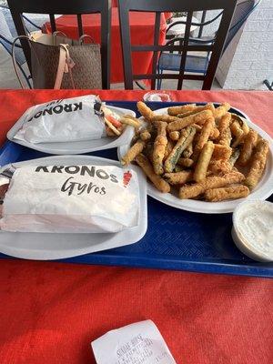 Chicken gyro, zucchini fries