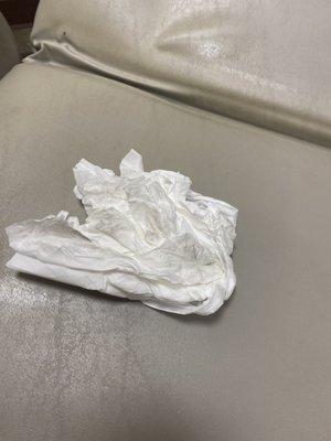 Second tissue i wiped the seat with.