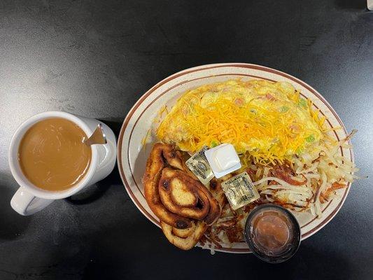 Coffee and omelet