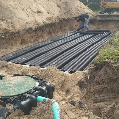 Residential Septic tank and Drain Field Installation.