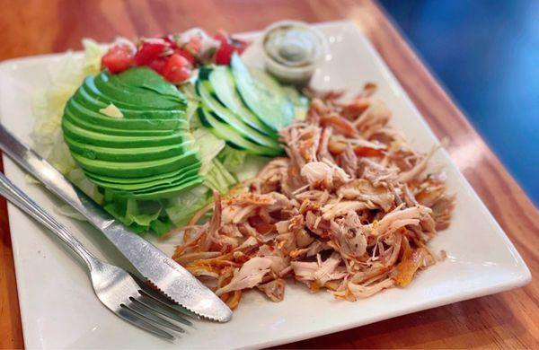 Pollo Asado Fit Bowl (no rice, extra lettuce, +avocado) $12+