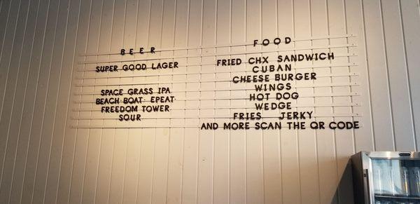 Food/Beer menu 1.2022