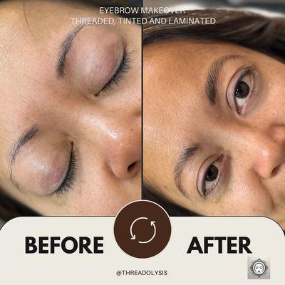 Eyebrow makeover Lamination, threading and tinting 
#makeover #eyebrows #eyebrowthreading #lasvegas #eyebrowthreadingnearme