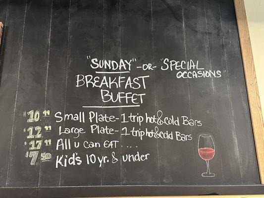 Sunday Breakfast Buffet Pricing