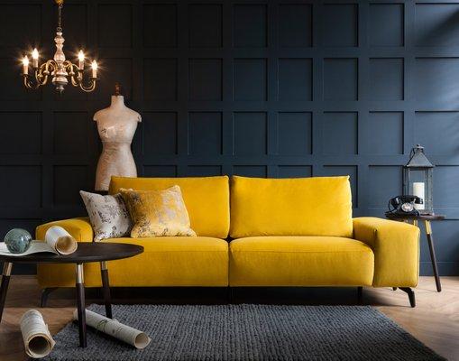 Romano sofa by ROM, Belgium in velvet upholstery