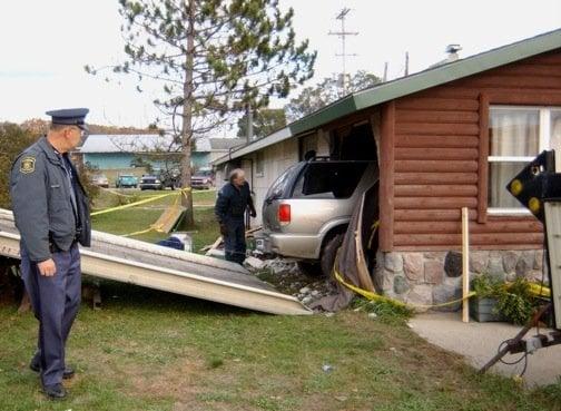 Vehicle loses control, hits side of restaurant