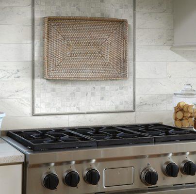 Basket weave-Bianco Carrara Kitchen Wall.