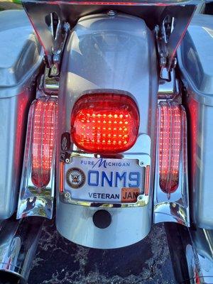 New LED break light, to match the Ciro Break/turn filler lights. New license plate holder.